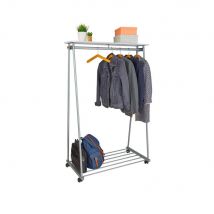 Portant à vêtements Alba - dressing mobile en acier / bois - Gris avec 6 cintres en bois