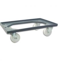 Chariot porte bac en polypropylène - à roulettes - charge maxi 125 kg - gris - L42x16x62,5 cm
