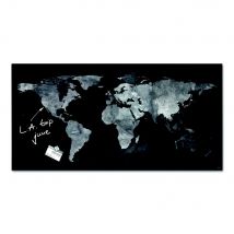 Tableau en verre magnétique Artverum - 91 x 46 cm - décor Carte du Monde