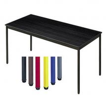 Table polyvalente rectangle - L 140 x P 70 cm - plateau noir - pieds bruns