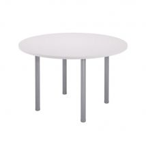 Table Modulaire ronde - pied tubulaire aluminium - plateau blanc