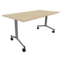 Table basculante à roulettes 160 cm x 80 cm - Chêne pieds métal Aluminium