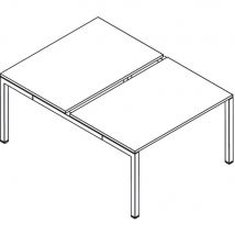 Ensemble 2 postes droit Tempo - L 160 x P 165 cm - plateau chêne - 4 pieds aluminium