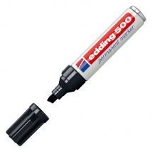 Marqueur Edding 500 permanent- corps aluminium- pointe biseautée - coloris noir
