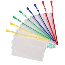 Lot de 8 Pochettes PVC de rangement Djois Zipper à fermeture éclair - Indéchirable - format A5 - Assortis