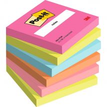 Notes repositionnables Post-it Poptimistic 76 x 76 mm coloris assorties - 6 blocs de 100 feuilles
