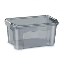 Boîte de rangement Cep - polypropylène - 100% recyclable - avec couvercle et poignées clips - 13 Litres - Gris translucide
