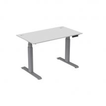 Bureau électrique hauteur réglable Nova L140 cm plateau Blanc - pieds métal Gris