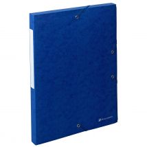Boîte de rangement Exacompta Exabox Scotten Nature Future pour documents A4 Tranche de 2,5 cm - carton bleu - Lot de 10
