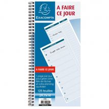 Carnet à spirale Manifold Exacompta 5380E - 125 feuilles - 297 x 140 mm - Lot de 5