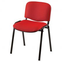 Chaise de réunion & visiteur One - tissu rouge - pieds noirs - Lot de 4