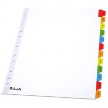 Intercalaires mensuels A4+ RAJA en bristol 170g blanc - 12 divisions couleur - Lot de 2