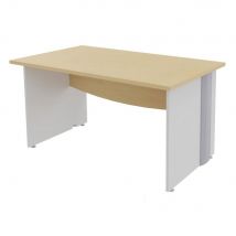 Bureau droit Impact - L 140 x P 80 cm - plateau hêtre - pieds pleins blancs