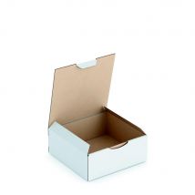 Boîte d'expédition blanche RAJA en carton simple cannelure - L.int. 15 x l.15 x H.6 cm - Lot de 50