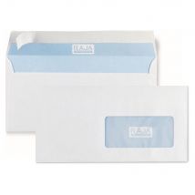 Enveloppe blanche Raja - DL 110 x 220 mm - avec fenêtre - 45 x 100 mm - fermeture autocollante avec bande protectrice - papier vélin 80 g