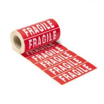 Étiquettes adhésive pré-imprimée "FRAGILE" - rouleau de 500 Étiquettes 14 x 4 cm - paquet 2 unités