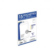 Pochette blanche C5 Clairefontaine 162 x 229 mm 120g sans fenêtre - Autocollante avec bande protectrice - Lot de 15
