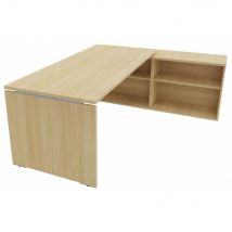 Bureau d'angle direction avec meuble retour suspendu Optima - L202 x P160 cm - Chêne clair - Pieds panneaux