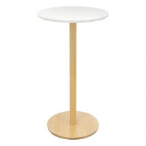 Table mange debout - diamètre 60 cm - plateau blanc - pied bois