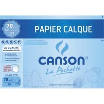 Feuilles papier calque Canson - satin - 70g - A4 - livrée avec pastilles repositionnables - pochette de 12