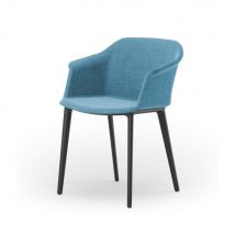 Fauteuil visiteur Ysé - Tissu Bleu pieds PVC Noir