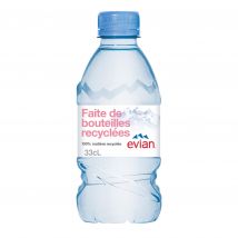 Bouteille d'eau minérale Evian - 33 cl - Lot de 24
