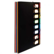 Trieur VIQUEL RAINBOW - 8 compartiments à soufflet - en polypro 5/10e - extérieur noir/intérieur multicolore