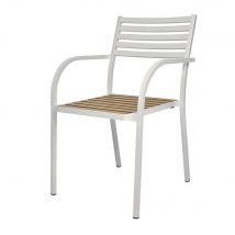Chaise d'extérieur Gaïa avec accoudoirs - Aluminium laqué - Blanc - Lot de 4