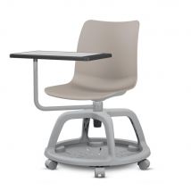 Chaise Coque De Formation Mélodie Sur Roulettes Avec Tablette Écritoire - Polypropylène Taupe