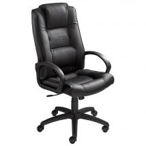 Fauteuil de direction Yvana - croûte de cuir ventilé avec accoudoirs - noir