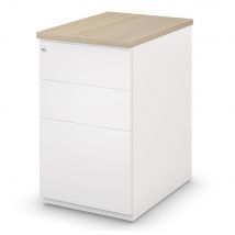Caisson hauteur bureau métal - NF Environnement - blanc top chêne - H72 x L 42 x P 80 cm