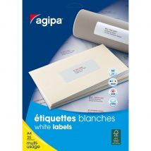 Etiquettes blanches coins arrondis multi-usage AGIPA 119610 99,1 x 67,7 mm - Pochette de 200