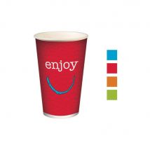 Gobelets pour boissons froides en carton recyclable Huhtamaki Enjoy - 400 ml - couleurs assorties - lot de 50