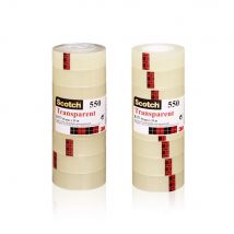 Ruban adhésif Scotch transparent - 19 mm x 33m - sachet individuel - Lot de 8