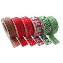 Lot de 6 rubans adhésifs décorés thème Hiver assortis format 15 mm x 10 m