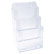 Présentoir de table vertical de prospectus Exacompta Cristal - 3 compartiments A5 - Transparent - Lot de 5