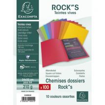 Chemise Exacompta Rock's - coloris assortis - format 24 x 32 cm - 210 g - paquet de 100