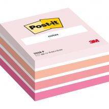 Cube Post-it Notes - repositionnables - 76 x 76 mm - cube de 450 feuilles - Coloris aquarelle rose