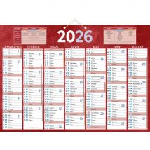 Calendrier bancaire rouge - 38,5 x 54 cm