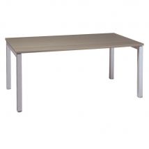 Bureau Droit Tempo - L 120 X P 80 Cm - Plateau Chêne Grisé - 4 Pieds Métal Aluminium