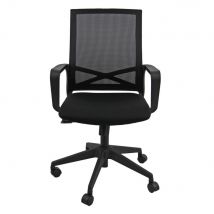 Fauteuil De Bureau Chazz Avec Accoudoirs - Assise Tissu Et Dossier Maille - Noir
