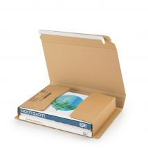 Étui emballage postal carton brun RAJA avec fermeture adhésive - 33 x 25 cm - Livre, tablette, cadre - Lot de 25