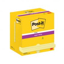 Notes repositionnables Post-it Super Sticky - rectangle - Jaune canari - 76 x 127 mm - lot de 12 blocs de 90 feuilles