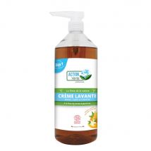 Savon crème lavante mains Action Verte - corps et cheveux à la glycérine et fleur de sureau bio - Flacon 1L - Lot de 3