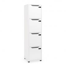Meuble 4 cases à serrure à codes - gamme Fenix - H 158 x L 41 x P 40 - structure blanc - portes blanches