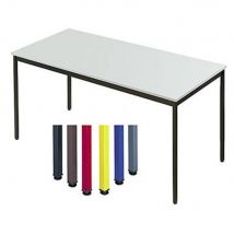 Table polyvalente rectangle - L 160 x P 80 cm - plateau gris - pieds bleu