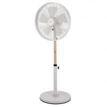 Ventilateur sur pied Java - diamètre 40 cm - blanc/Bois