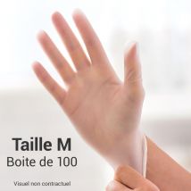 Gants en vinyle non poudrés - transparent - taille M - Boite de 100