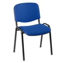 Chaise De Réunion & Conférence - Tissu - Bleu - Pieds Noirs - Lot De 4