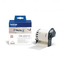 Ruban continu Brother DK22212 pour imprimante QL - support papier adhésif 62mmx15m - Noir sur blanc